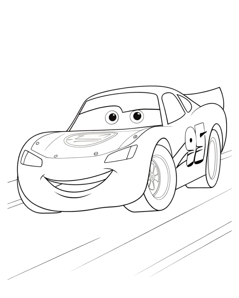 Şimşek McQueen boyama sayfası ile A4 uyumlu tek Şimşek McQueen boyama resmi ve Şimşek McQueen boyama PDF seçeneği bu sitede.