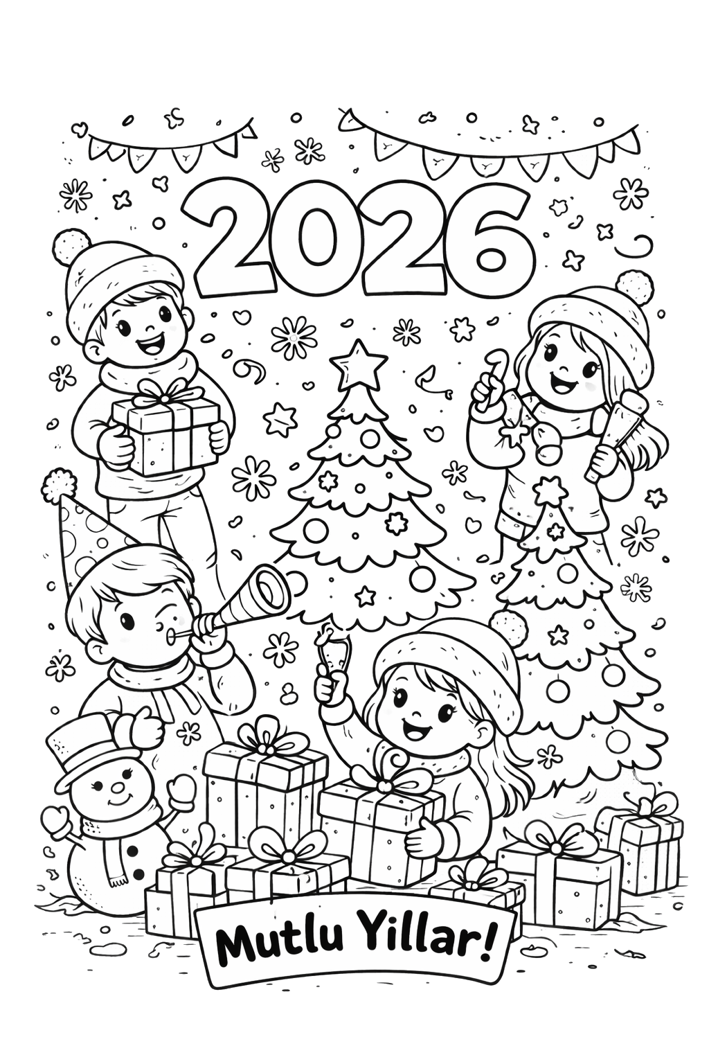 2026 yeni yıl boyama ile çocuklar keyifli vakit geçirir. 2026 boyama sayfası, yılbaşı boyama sayfası 2026 ve yeni yıl boyama 2026 keşfedin.