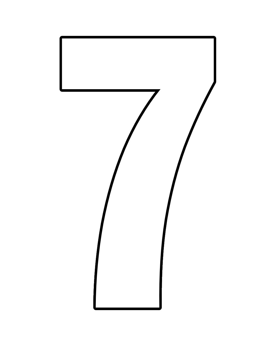 7 rakamı boyama sayfası, okul öncesi çocukların rahatça renklendirebileceği sade bir çalışma sunar. 7 rakamı okul öncesi boyama için ideal bir seçimdir.