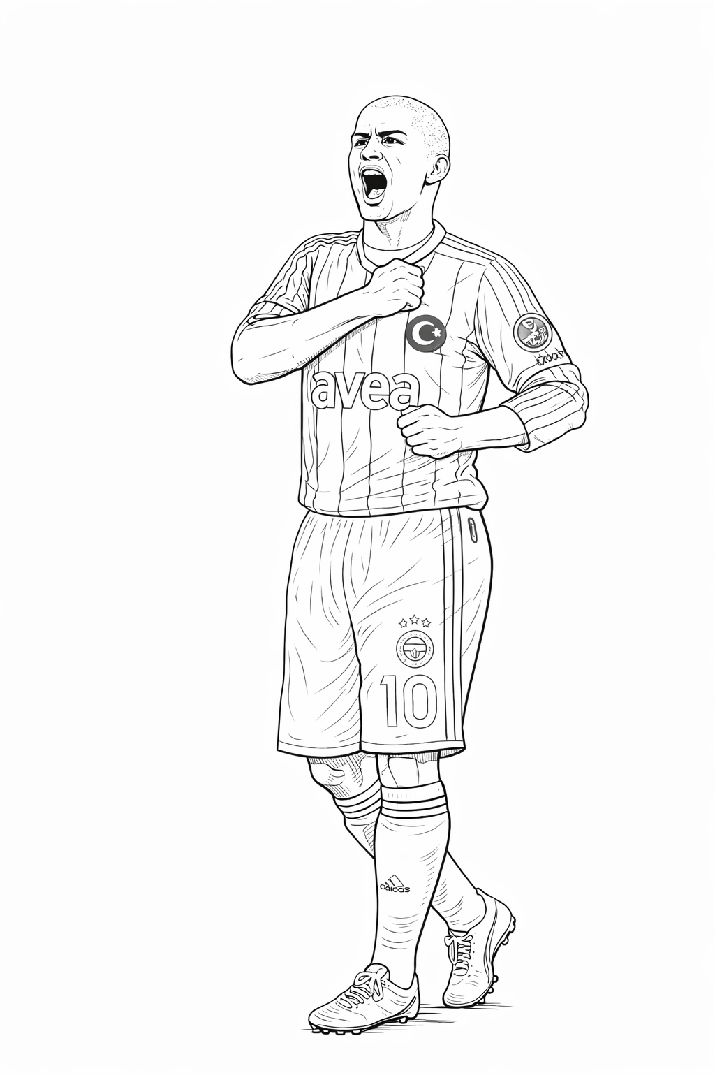 Alex De Souza boyama sayfası ile efsane futbolcuyu renklendirin. Sade çizgilerden oluşan, yazdırılabilir futbolcu boyama resmi.