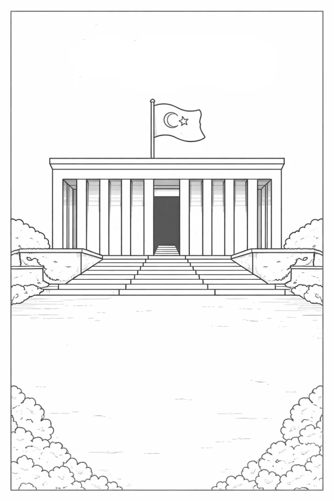 Anıtkabir Boyama Sayfası, çocuklar için eğitici ve eğlenceli boyama etkinlikleri sunar. Ücretsiz Anıtkabir boyama resmi ve PDF indir.