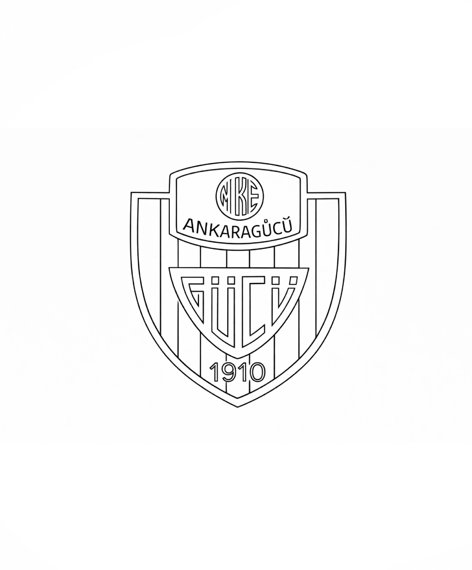 Ankaragücü logo boyama sayfası ile kulüp logosunu eğlenceli şekilde boya. Çocuklar için ücretsiz ve keyifli Ankaragücü boyama sayfası.