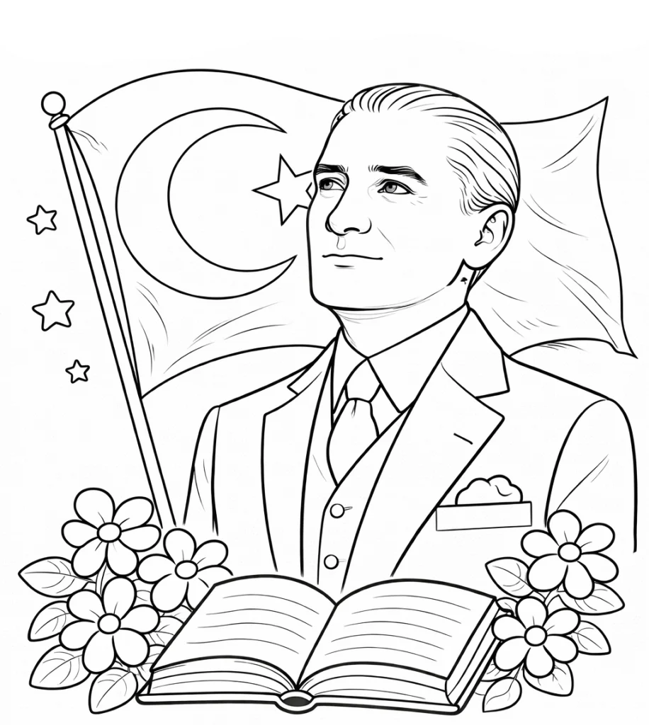 Atatürk boyama ile çocuklar eğlenerek öğrenir. Atatürk boyama sayfaları, Atatürk boyama resmi ve okul öncesi Atatürk boyama keşfedin.