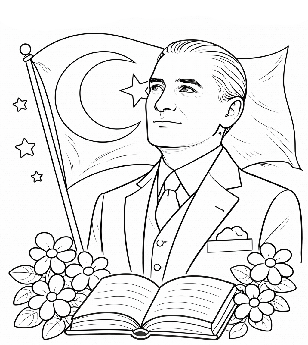 Atatürk boyama ile çocuklar eğlenerek öğrenir. Atatürk boyama sayfaları, Atatürk boyama resmi ve okul öncesi Atatürk boyama keşfedin.