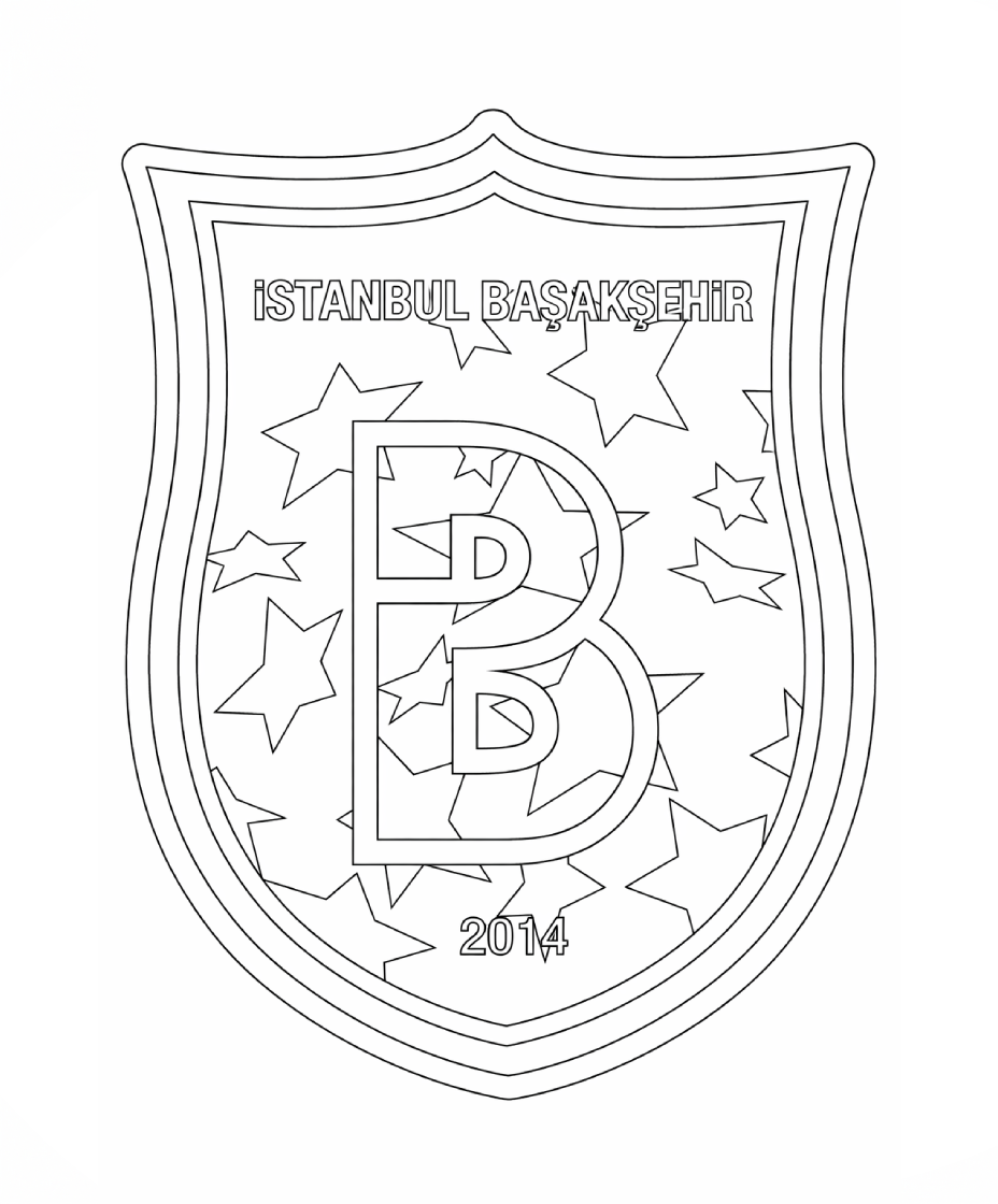 Başakşehir FK logo boyama sayfası ile kulüp logosunu eğlenceli şekilde boya. Çocuklar için ücretsiz ve keyifli Başakşehir boyama etkinliği.