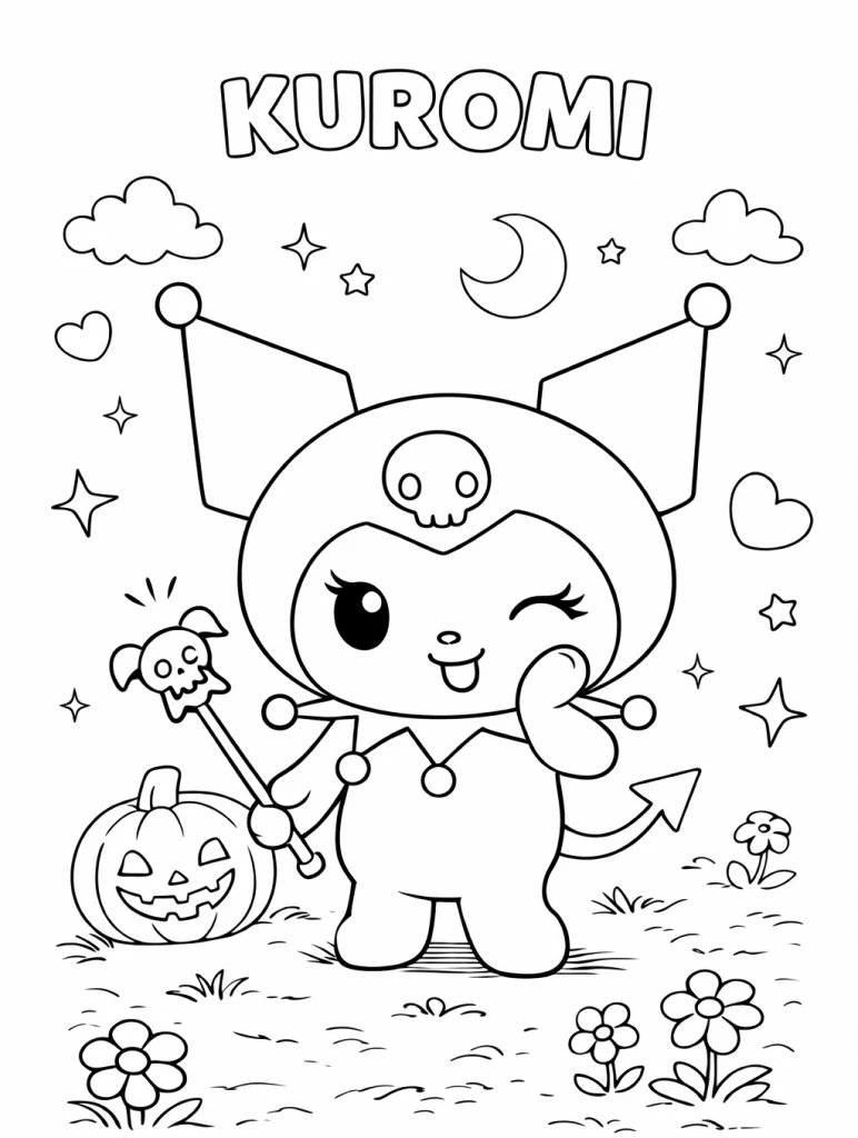 Boyama sayfası Kuromi ile çocuklar eğlenir. Kuromi boyama sayfası ve kuromi boyama sayfası yazdır seçeneklerini keşfedin.