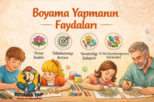 Boyama yapmanın faydaları nelerdir? Çocuklar ve yetişkinler için boyamanın zihinsel, duygusal ve gelişimsel etkilerini keşfedin.