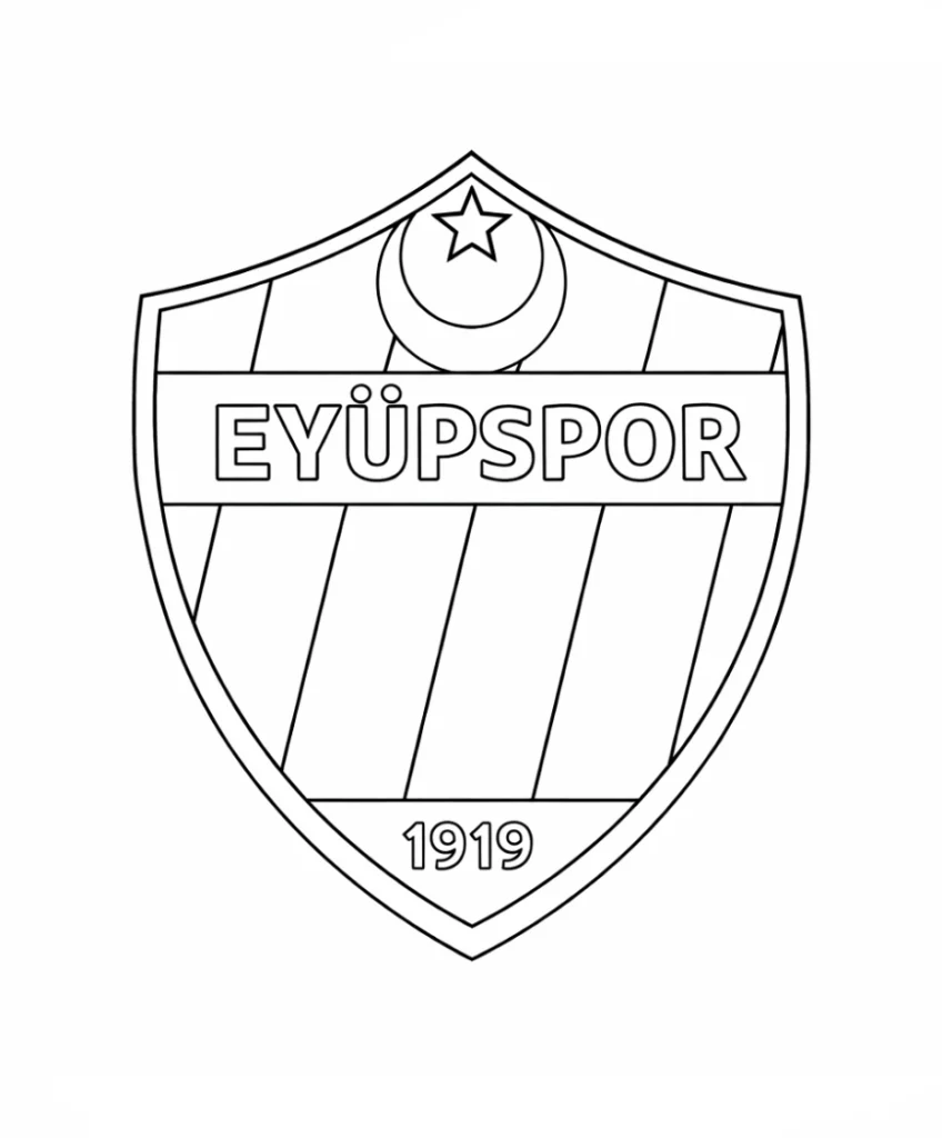 Eyüpspor logo boyama sayfası ile kulüp logosunu dilediğin renklerle boya. Çocuklar için ücretsiz ve eğlenceli Eyüpspor boyama etkinliği.