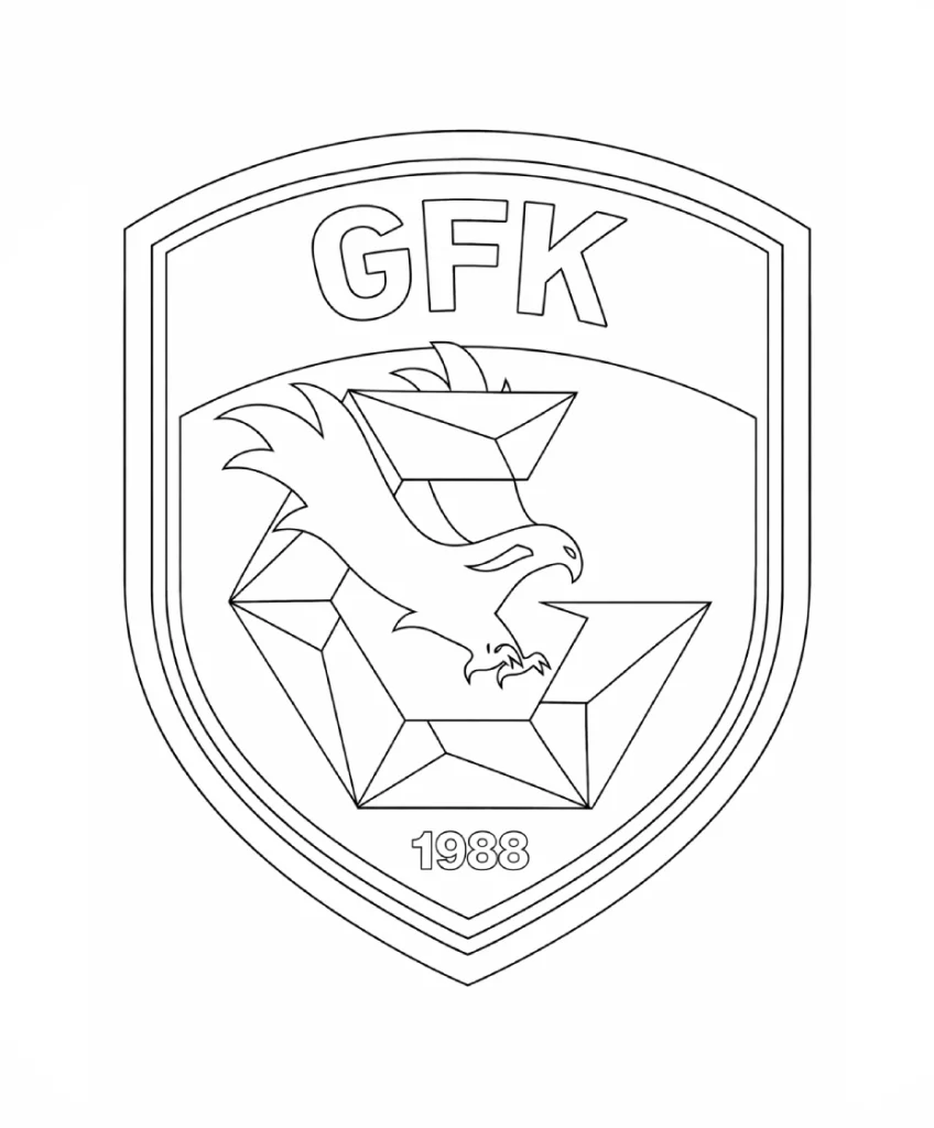 Gaziantep FK logo boyama sayfası ile kulüp logosunu dilediğin renklerle boya. Çocuklar için ücretsiz ve eğlenceli Gaziantep FK boyama etkinliği.