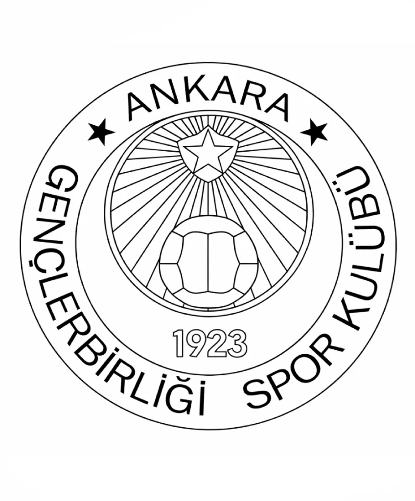 Gençlerbirliği logo boyama sayfası ile kulüp logosunu dilediğin renklerle boya. Çocuklar için ücretsiz ve eğlenceli Gençlerbirliği boyama sayfası.