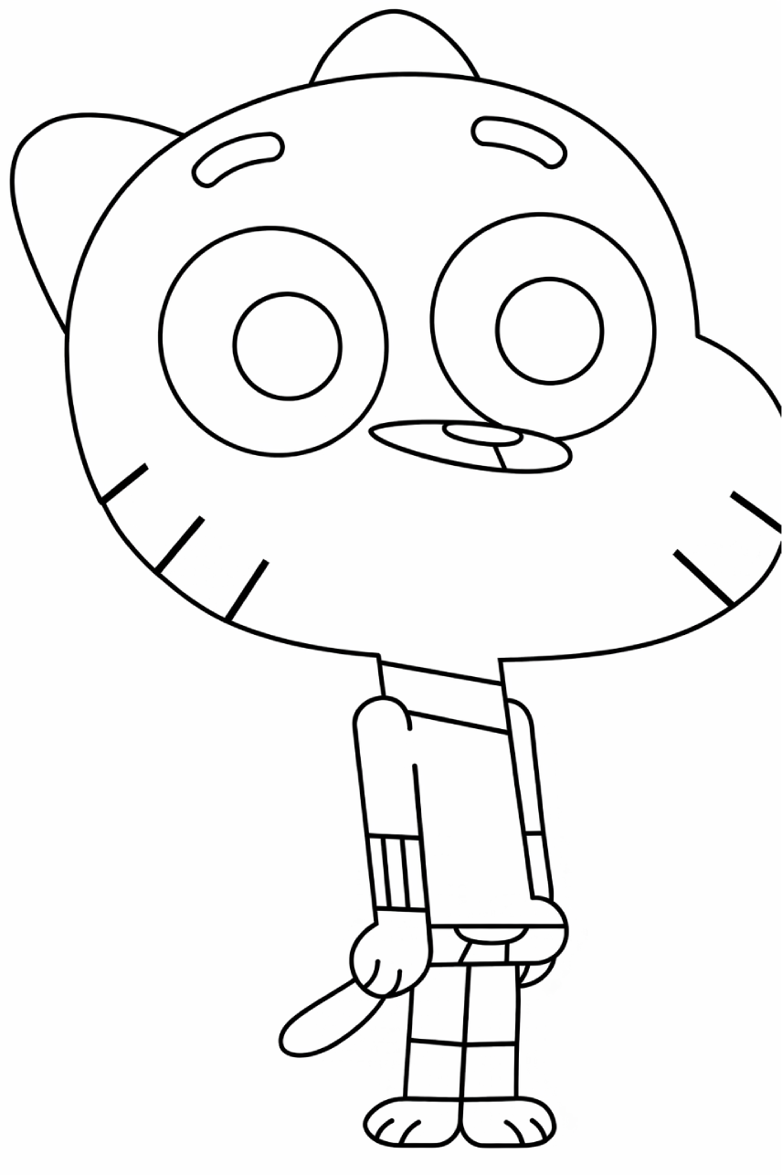 Gumball boyama sayfası, çocuklar için eğlenceli bir boyama etkinliğidir. Gumball boyama resmini ücretsiz indirip yazdırabilirsiniz.
