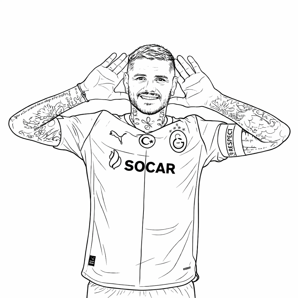 Icardi boyama sayfası, futbolu seven çocuklar için eğlenceli bir boyama etkinliğidir. Icardi boyama pdf dosyasını ücretsiz indirip yazdırabilirsiniz.