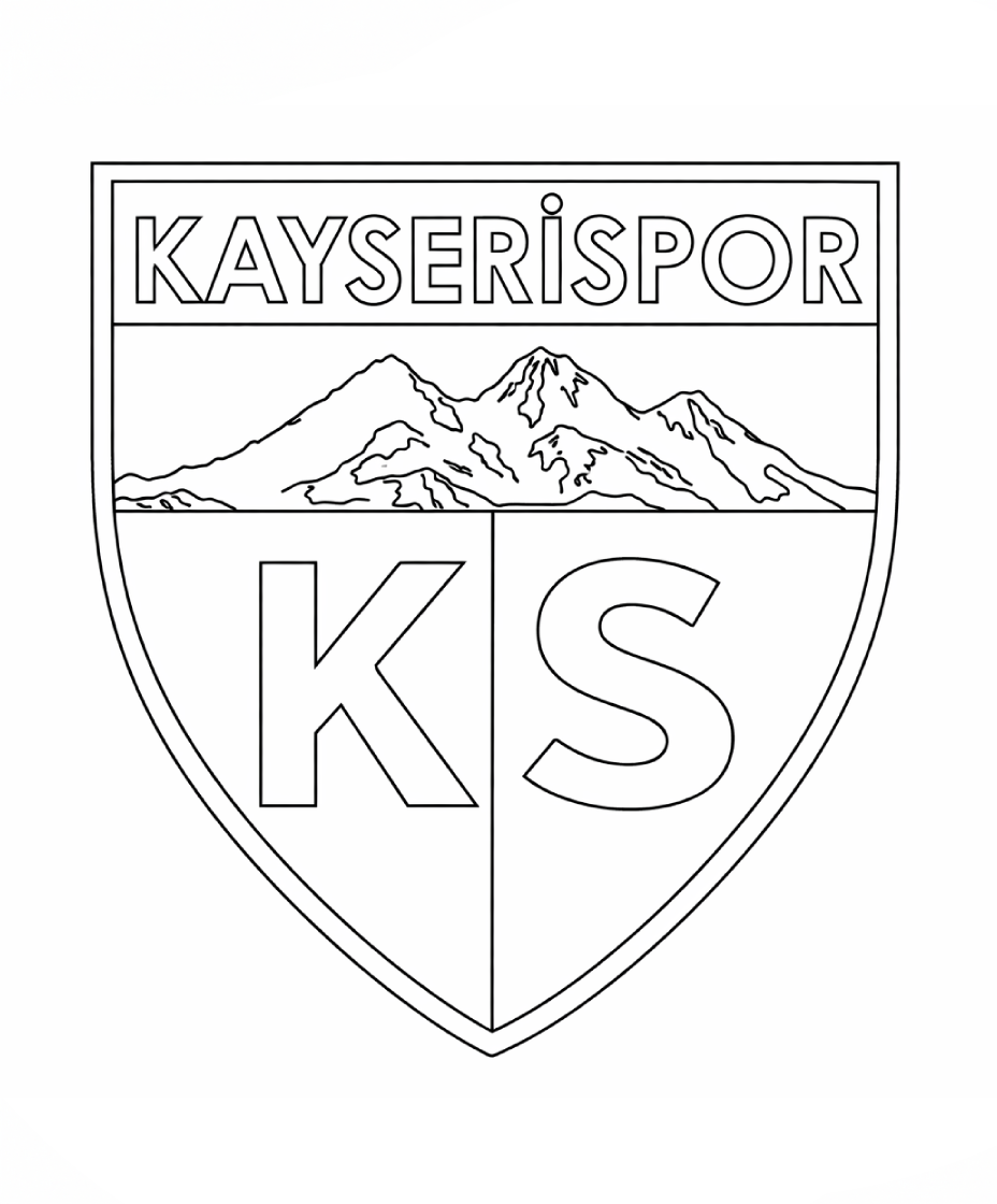 Kayserispor logo boyama sayfası ile kulüp logosunu eğlenceli şekilde boya. Çocuklar için ücretsiz ve keyifli Kayserispor boyama sayfası.