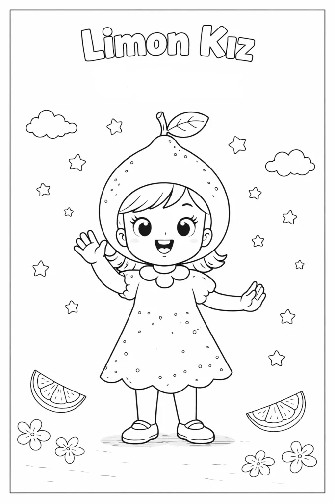 Limon Kız boyama sayfası ile çocuklar eğlenerek boyasın. Limon kız resmi boyama sayfasını ücretsiz indirip yazdır.
