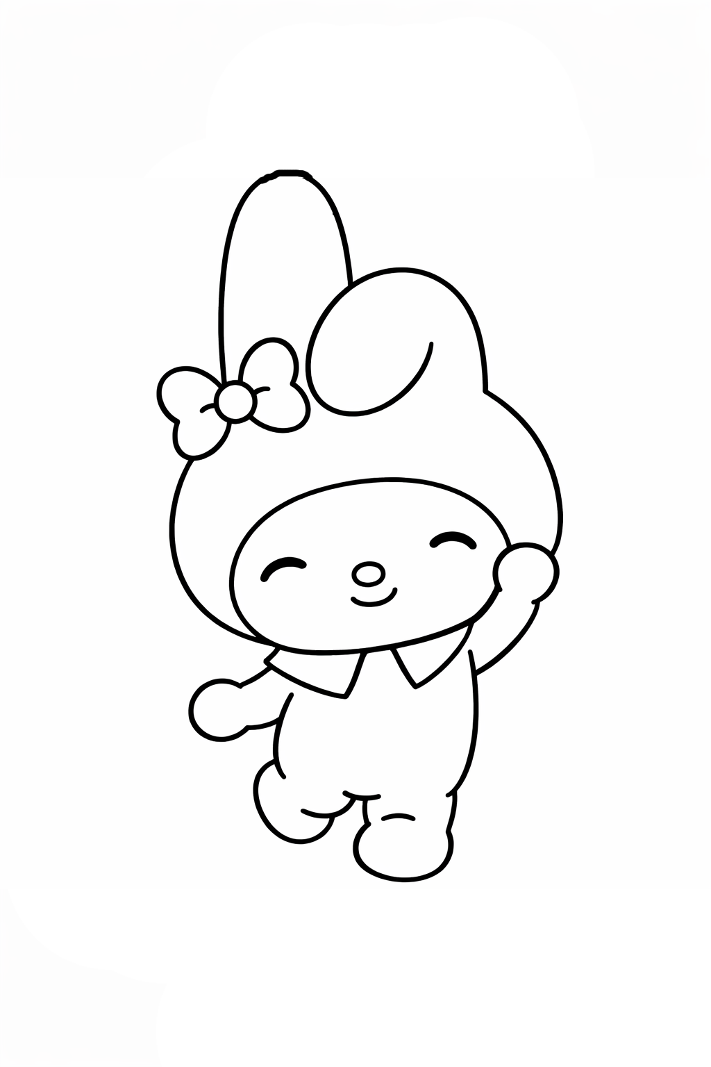 My Melody boyama sayfası ile çocuklar sevimli karakteri kolayca boyar. My Melody çizimi kolay ve yazdırılabilir melody boyama. 🎀