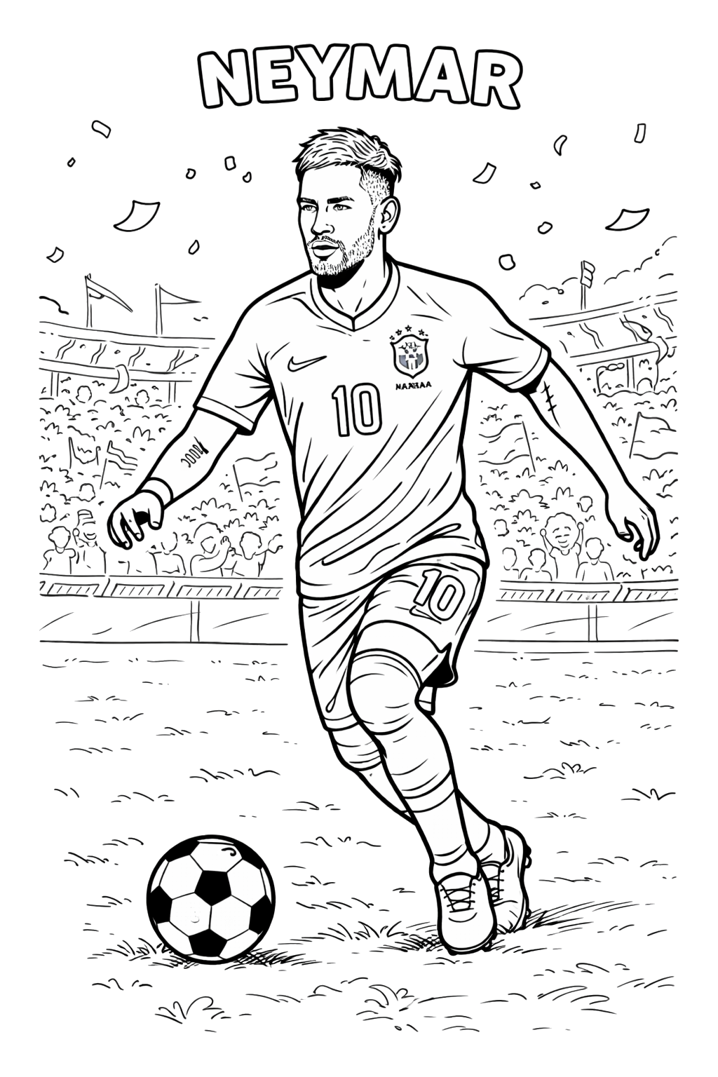 Neymar boyama sayfası ile futbol seven çocuklar eğlenir. Neymar boyama resimleri ve futbolcu Neymar boyama keşfedin.