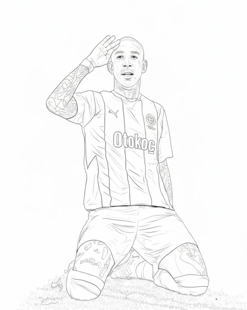 Talisca boyama sayfası, futbolu seven çocuklar için eğlenceli bir boyama etkinliğidir. Talisca boyama resmini ücretsiz indirip yazdırabilirsiniz.