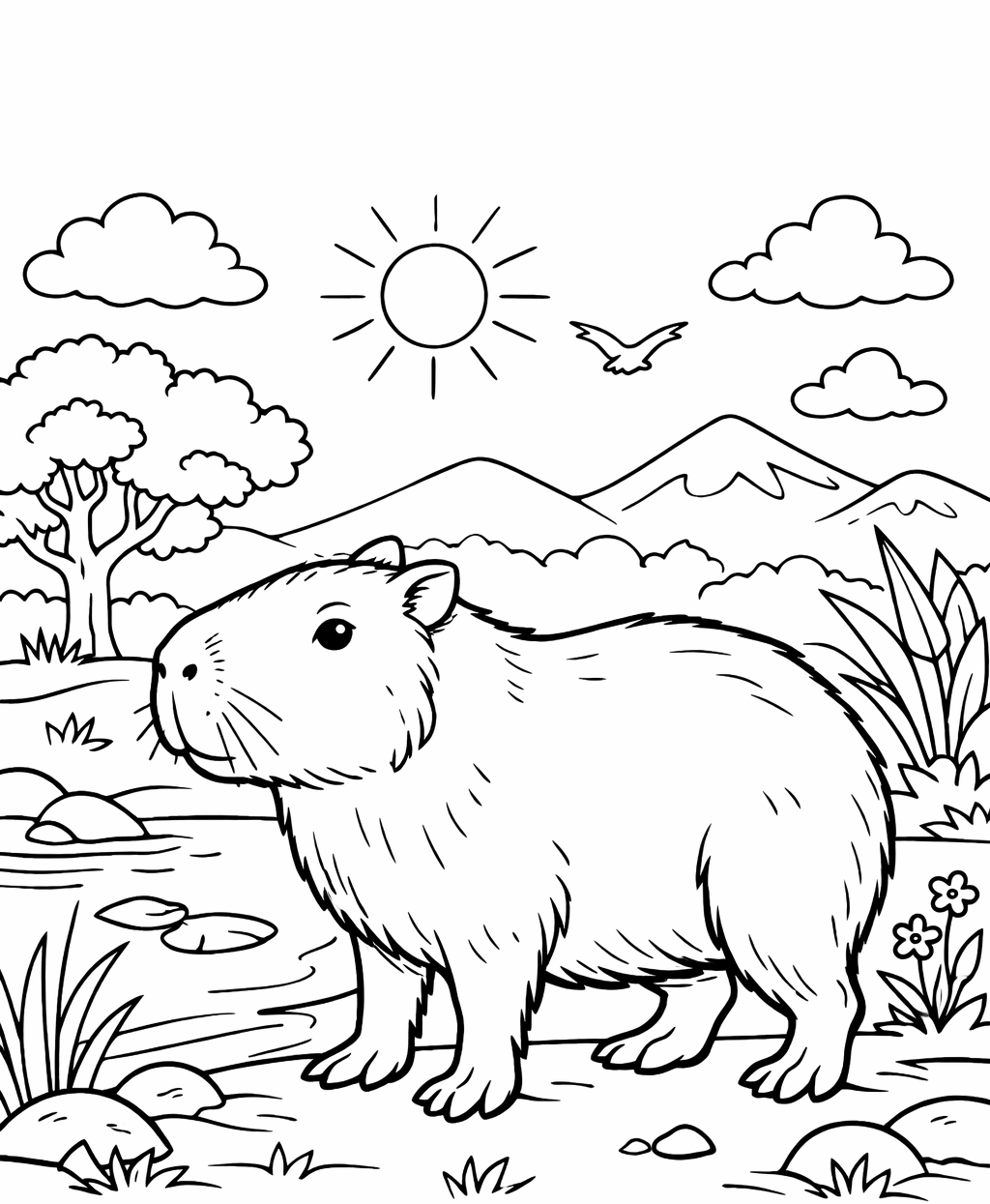 Sevimli capybara boyama sayfası indir. capybara boyama pinterest ilhamlı çizimler ve capybara boyama pdf ile keyifli boyama zamanı.