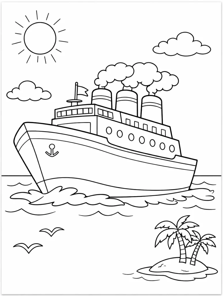 Gemi boyaması ile çocuklar için eğlenceli bir gemi boyama oyunu. Gemi boyama pdf indir ve hemen renklendirmeye başla.