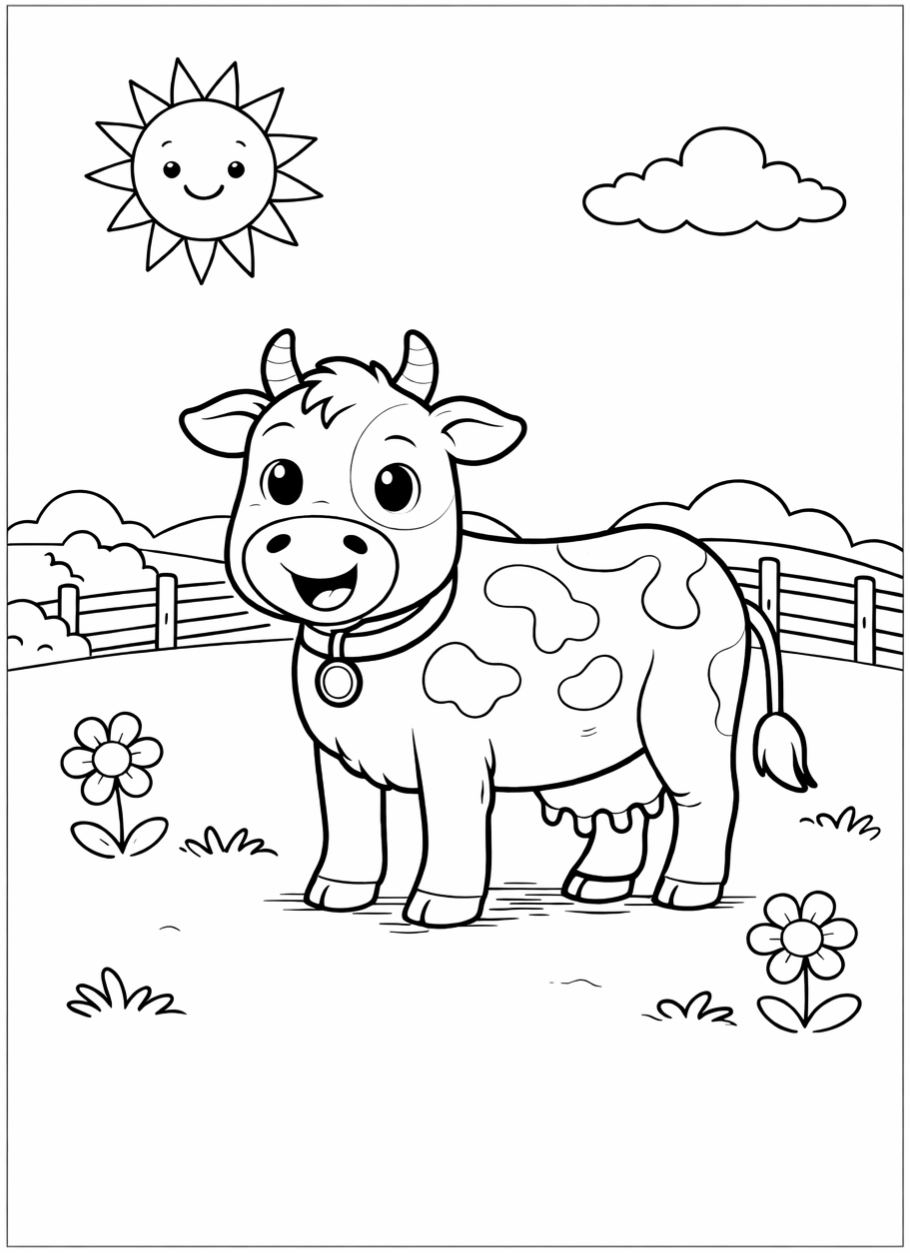 İnek resmi boyama sayfası indir, inek boyama pdf çıktısı al. Eğlenceli inek boyama oyunu ve okul öncesi inek boyama etkinliği.