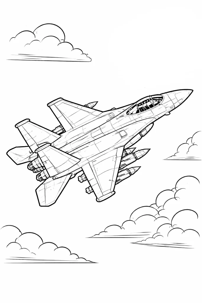Savaş Uçağı Boyama Sayfası ile heyecan dolu etkinlik! Ücretsiz Savaş Uçağı Boyama PDF indir, Savaş Uçağı Resmi Boyama yazdır.