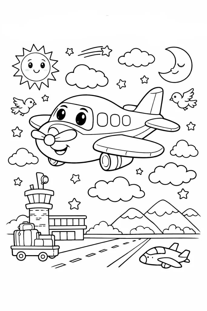 Uçak boyama sayfası ile çocuklar için keyifli bir etkinlik hazırlayın. Uçak boyama pdf indir, yazdırın ve hemen renklendirmeye başlayın.
