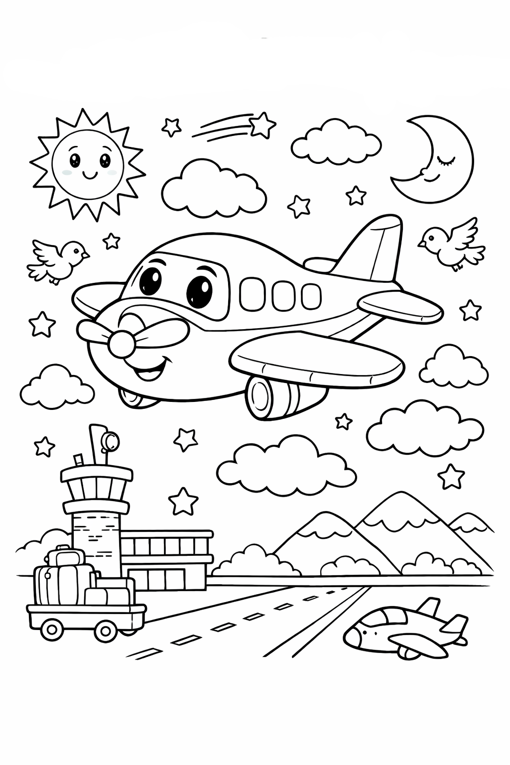 Uçak boyama sayfası ile çocuklar için keyifli bir etkinlik hazırlayın. Uçak boyama pdf indir, yazdırın ve hemen renklendirmeye başlayın.