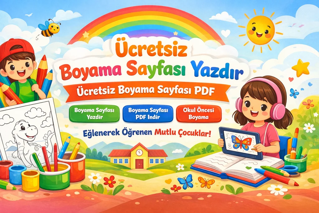 Ücretsiz boyama sayfası yazdır ve boyama sayfası PDF indir. Okul öncesi boyama ve eğitici boyama içerikleriyle çocuklar eğlenerek öğrensin.
