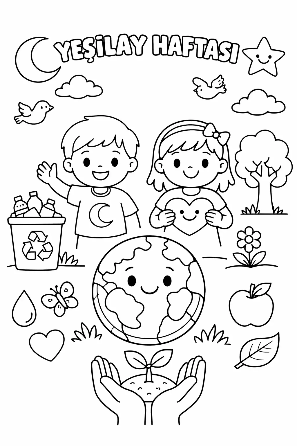 Yeşilay haftası boyama sayfası ile çocuklara sağlıklı yaşamı anlatın. Okul için Yeşilay haftası etkinlikleri arasında sade bir seçenek. Hemen Tıkla!