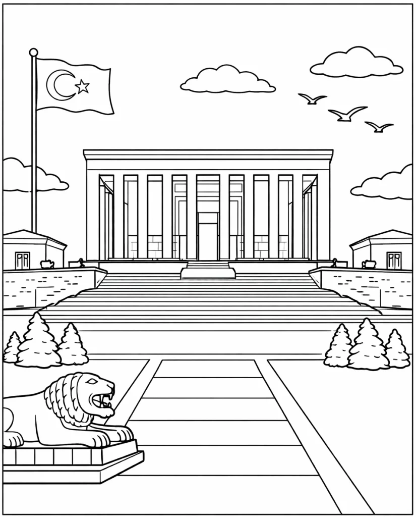 Anıtkabir Boyama sayfasındaki çizimi keşfedin. Anıtkabir boyama PDF indirerek Anıtkabir boyama resmini kolayca yazdırın.