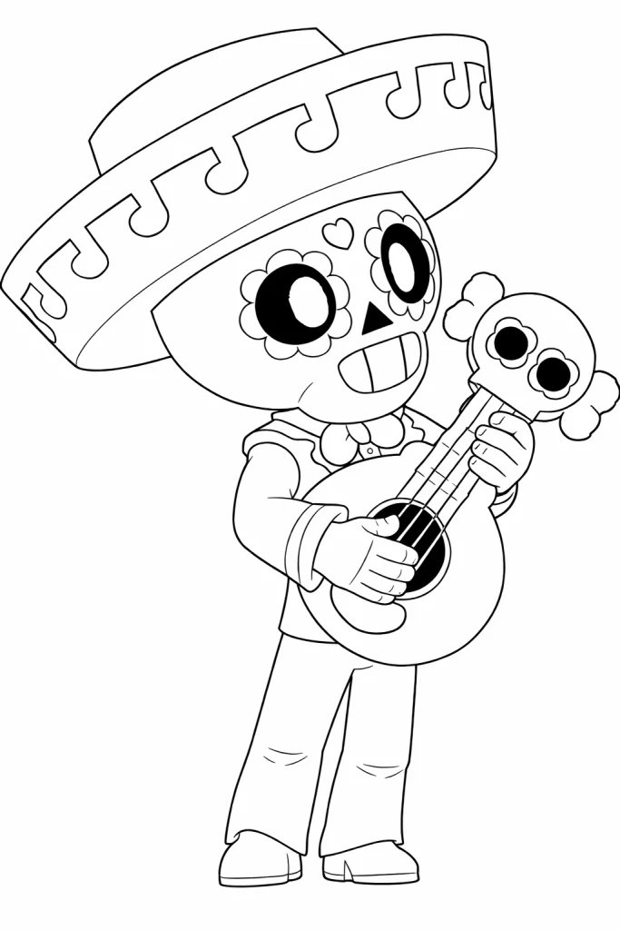 Brawl Stars Poco Boyama sayfası indir. Brawl Stars boyama sayfası ve Brawl Stars boyama pdf ile Poco karakterini istediğin renklerle renklendir.