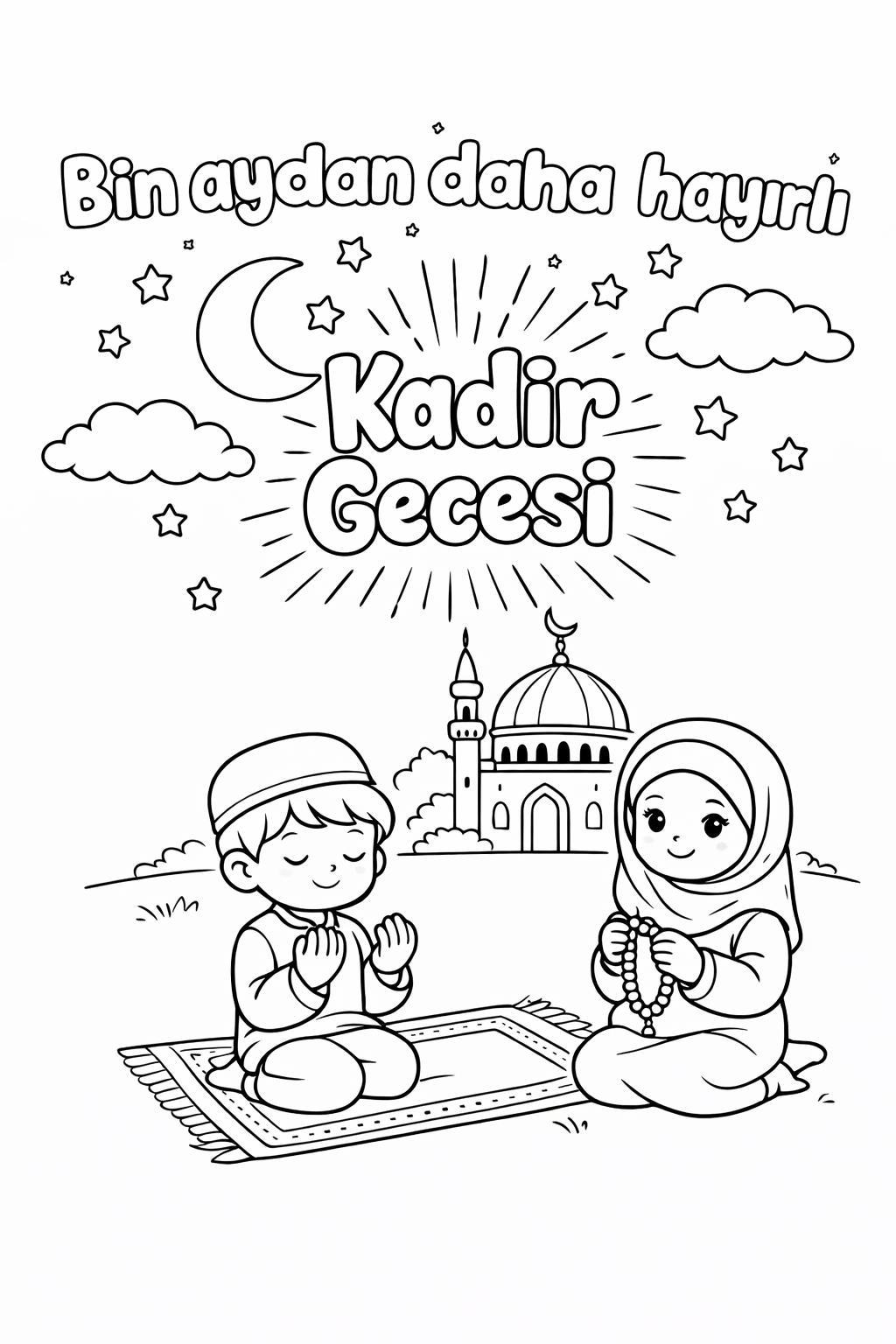 Kadir Gecesi boyama sayfası indir. Kadir Gecesi Boyama PDF ile çocuklar için anlamlı ve sakin bir etkinlik hazırlayın.
