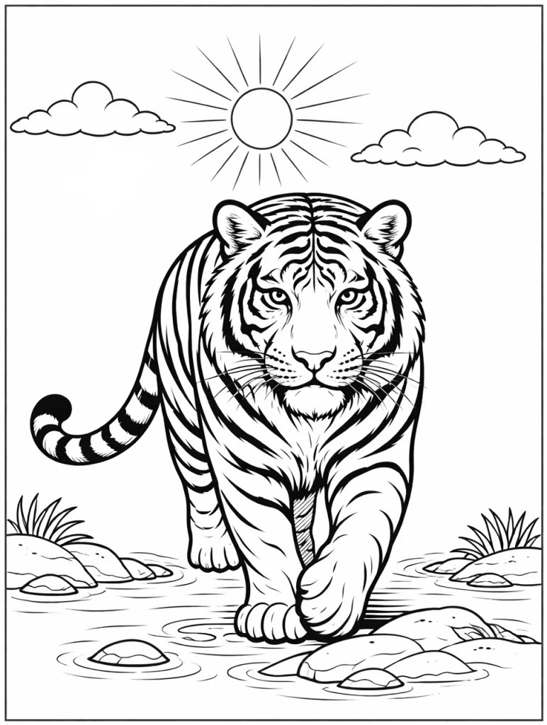 Kaplan Boyama Sayfası’nda yer alan kaplan boyama görselini keşfedin. Kaplan resmi boyama çalışmasını ücretsiz indirip yazdırabilirsiniz.