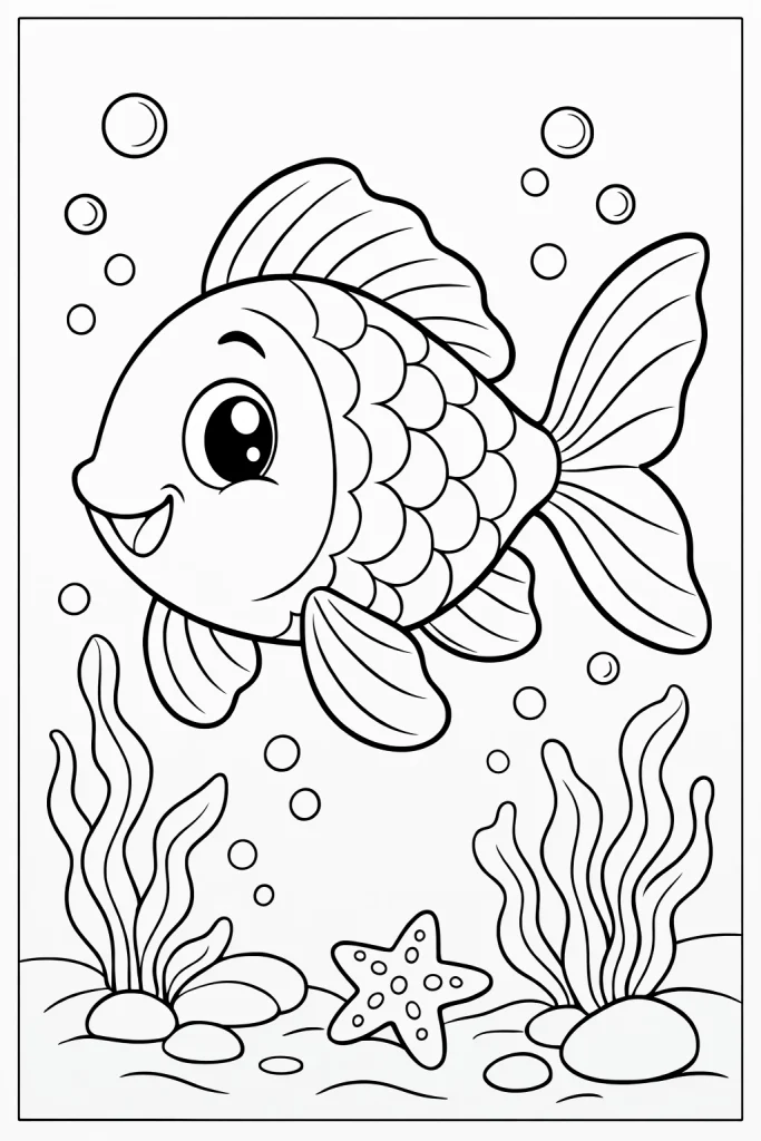 Sevimli balık boyama sayfasında yer alan balık boyama çizimini keşfedin. Balık boyama PDF içeriğini indirip basit balık boyama sayfasını yazdırın.