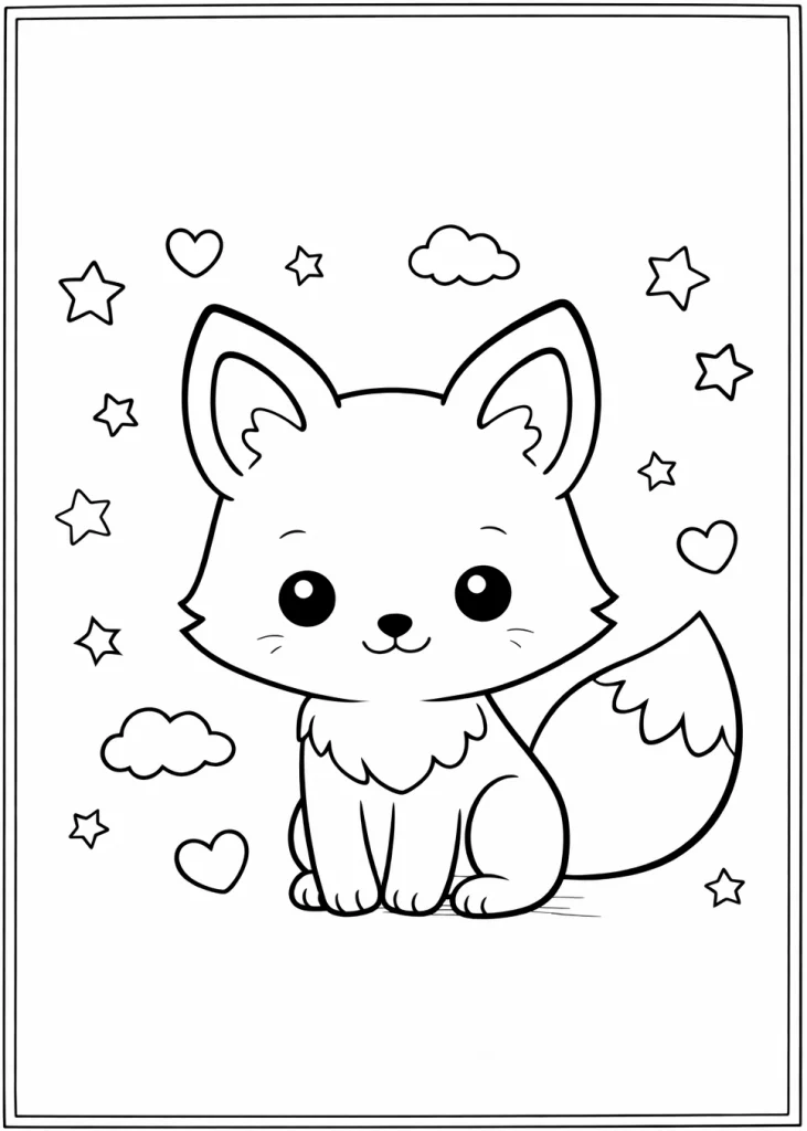 Yavru Tilki Boyama sayfasındaki çizimi indirip yazdırabilir, tilki boyama sayfası ile sade ve keyifli bir boyama deneyimi yaşayabilirsin.
