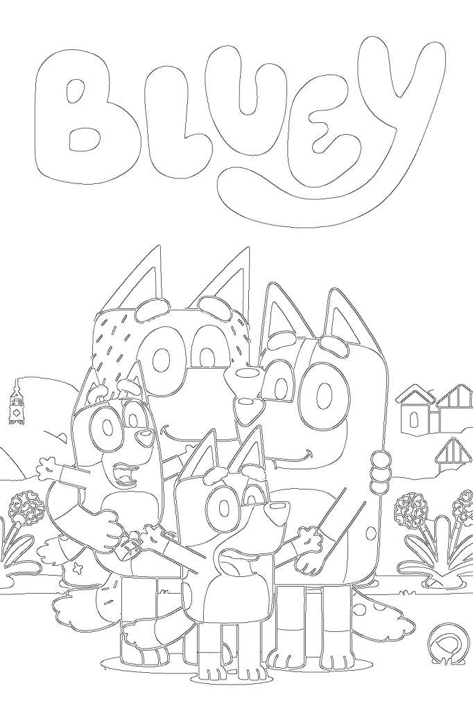 Ücretsiz Bluey boyama sayfası PDF! Çocuğunuz için sevimli Bluey boyama çalışmalarını hemen indir, yazdır ve renklendir.