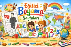 Eğitici boyama sayfaları ile çocuklar eğlenerek öğrenir! 1. sınıf, Atatürk, harf, rakam, sayı ve dünya haritası boyama içerikleri burada.