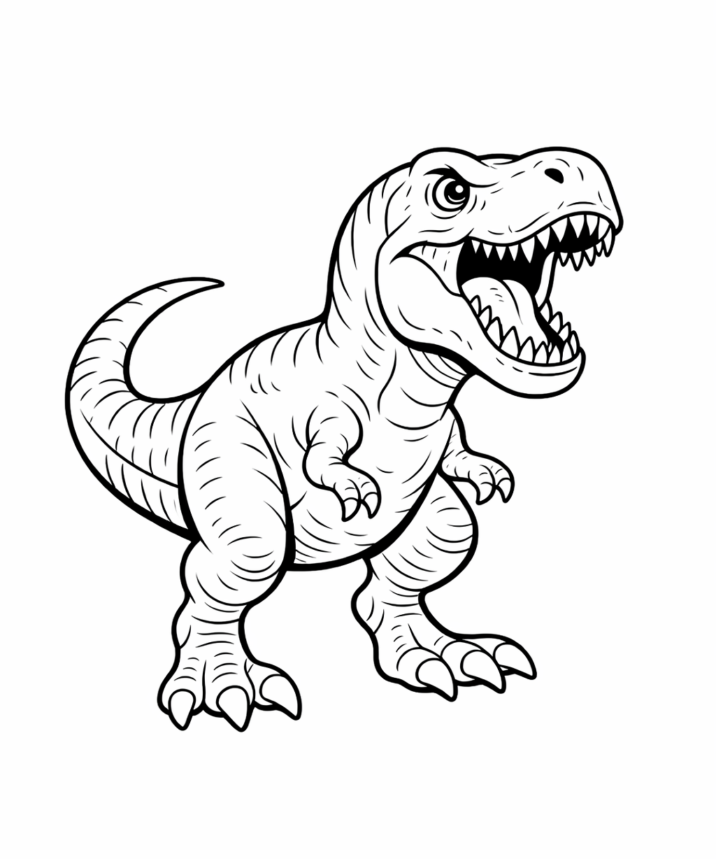 Dinazor Boyama Sayfası’ndaki T-Rex çizimini indirip yazdırın. Dinazor boyama PDF ile keyifli bir boyama deneyimi yaşayabilirsiniz.