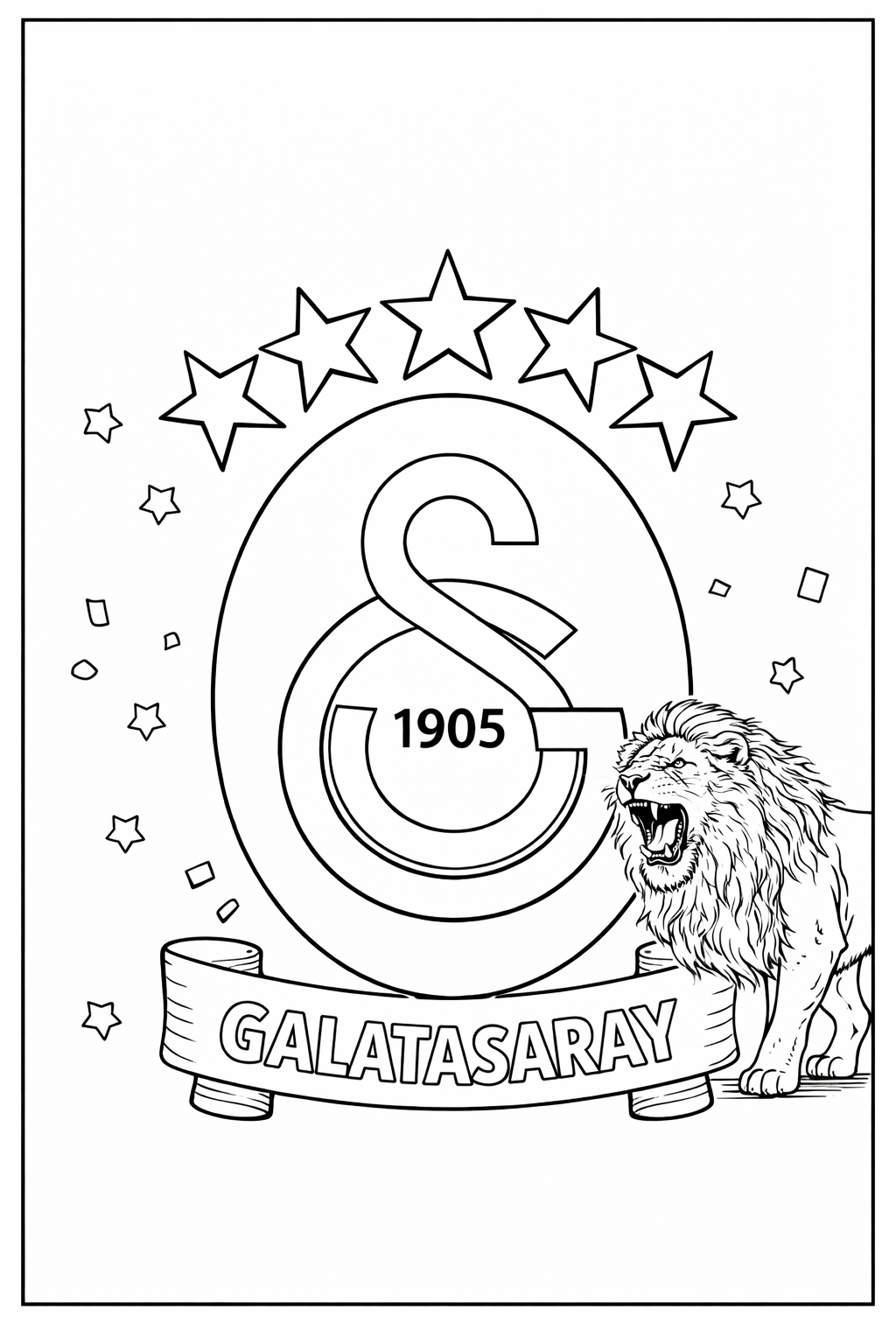 Galatasaray boyama sayfasını indirip hemen yazdırın. Çocuklar için eğlenceli ve sade bir Galatasaray logo boyama etkinliği.