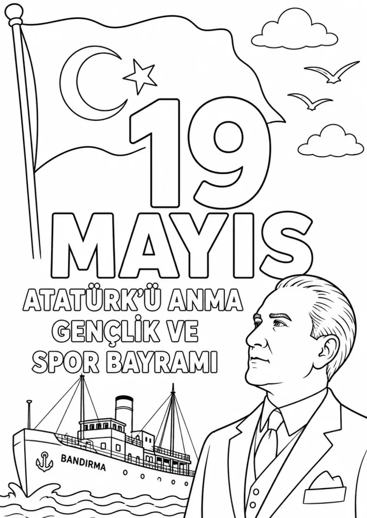 19 Mayıs boyama sayfası yazdır