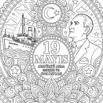19 Mayıs mandala boyama sayfası yazır