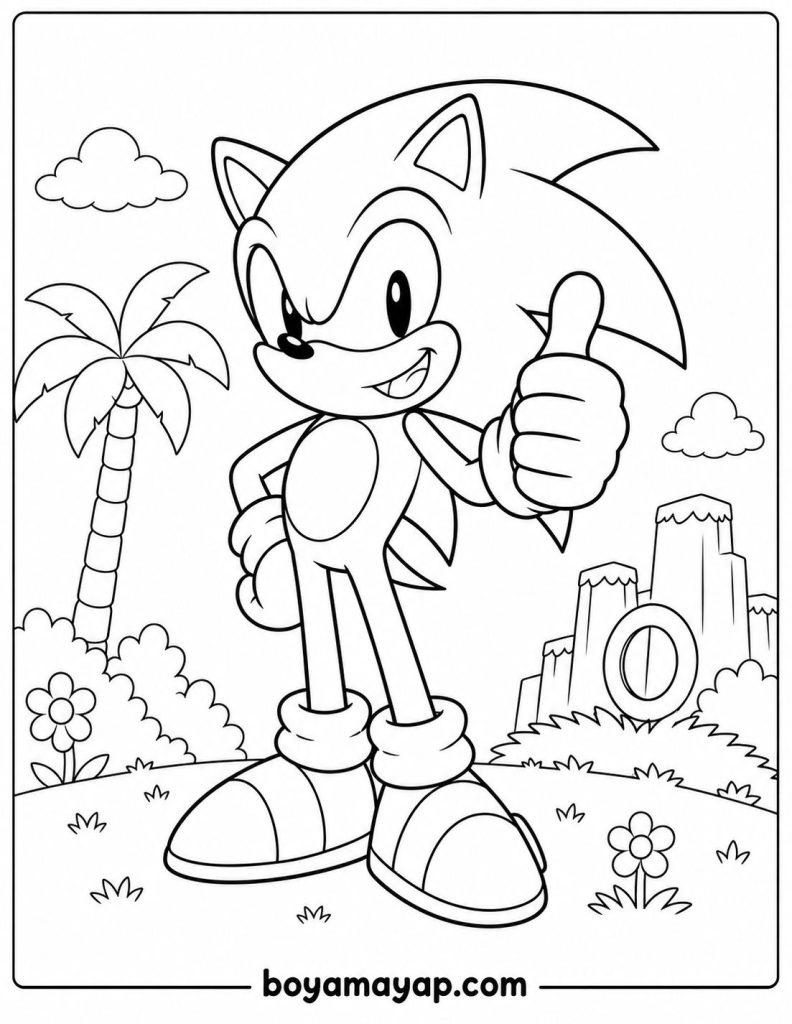 gülümseyen sonic boyama sayfası